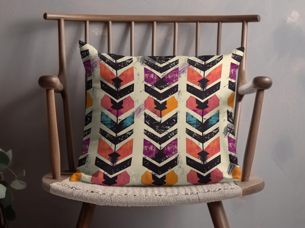 Vibrant Geometric Pattern Cushion for Modern Home Decor