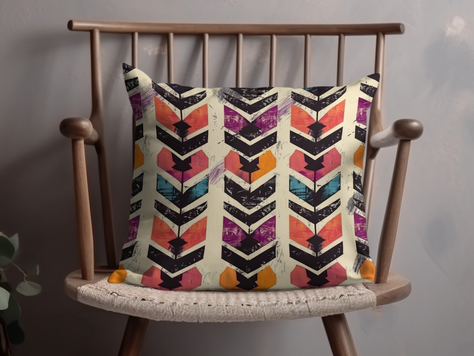 Vibrant Geometric Pattern Cushion for Modern Home Decor