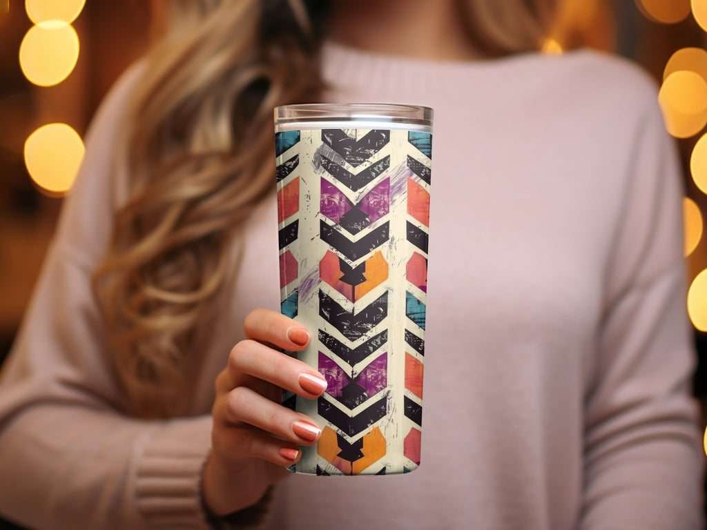 Vibrant Chevron Pattern Tumbler for Stylish Drinkware