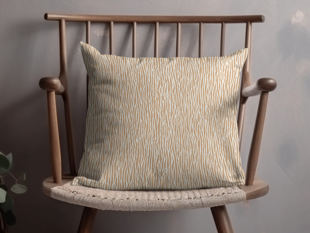 Beige and White Striped Pattern Decorative Pillow