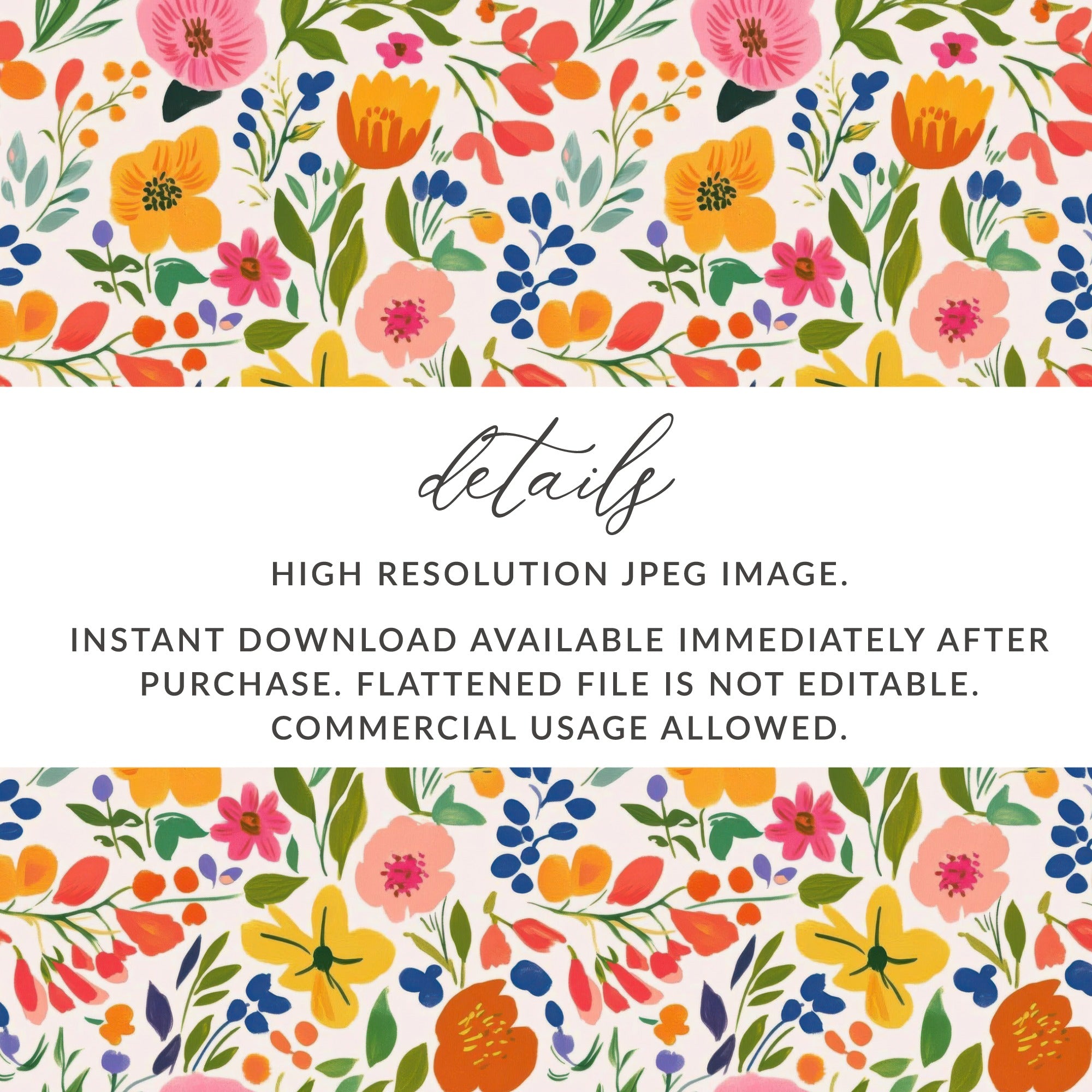 Colorful Floral High Resolution JPEG Image Digital Download