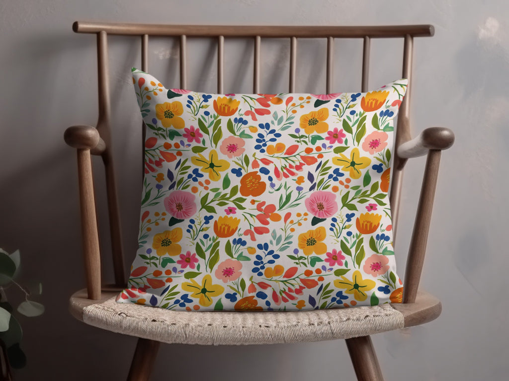 Bright Floral Patterned Decorative Pillow product