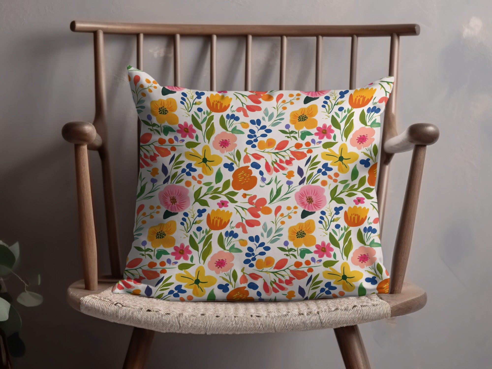 Bright Floral Patterned Decorative Pillow product