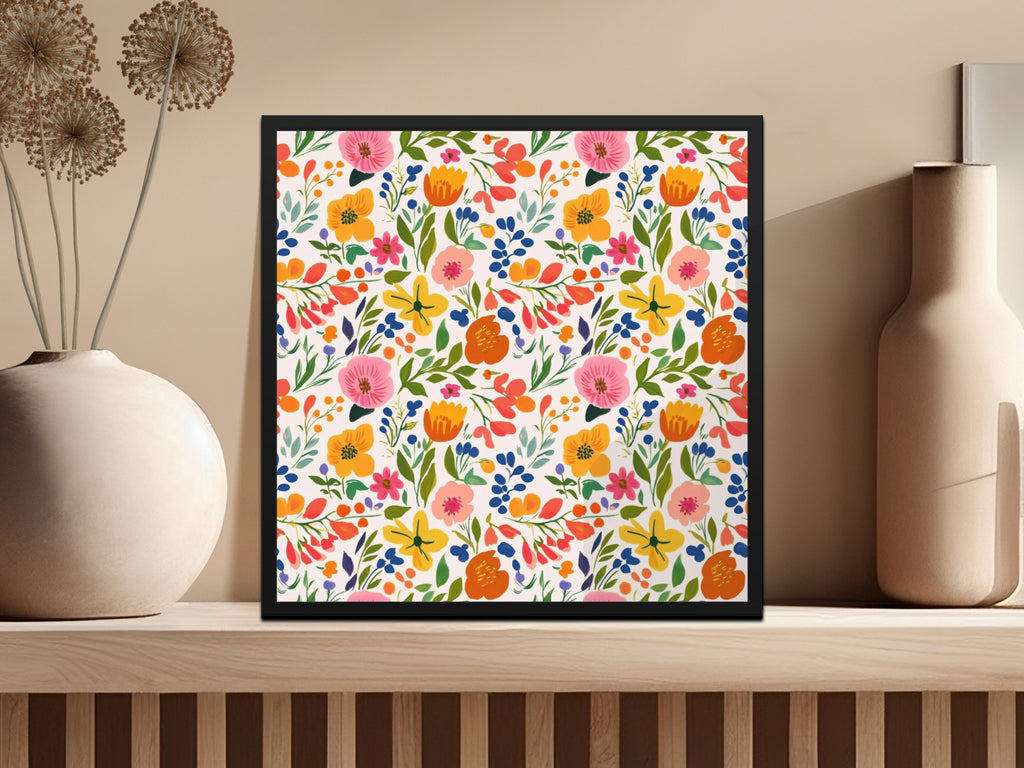 Vibrant Colorful Floral Pattern Decorative Wall Art