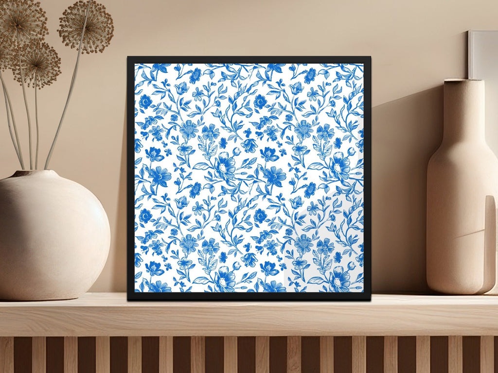 Seamless Chinoiserie Blue Botanical Floral Pattern Modern Seamless Toile Blue and White - Moore and Mountain