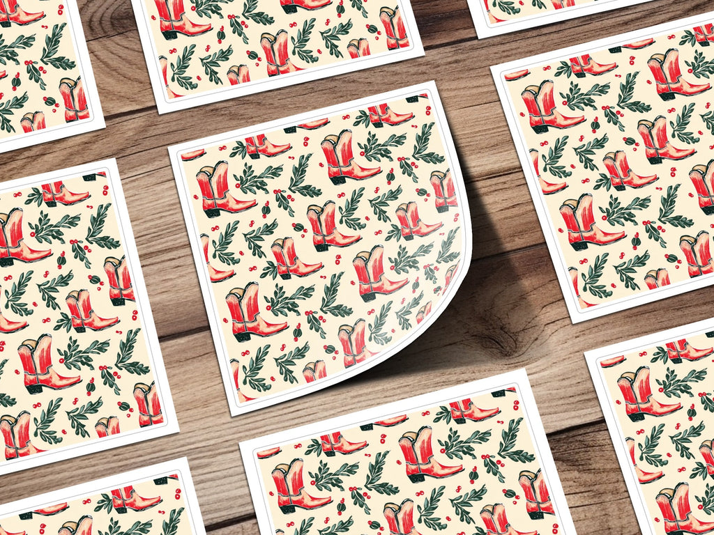 Seamless Christmas Cowboy Boots, Festive Cowboy Boots Seamless Pattern Download Contains - Moore and Mountain