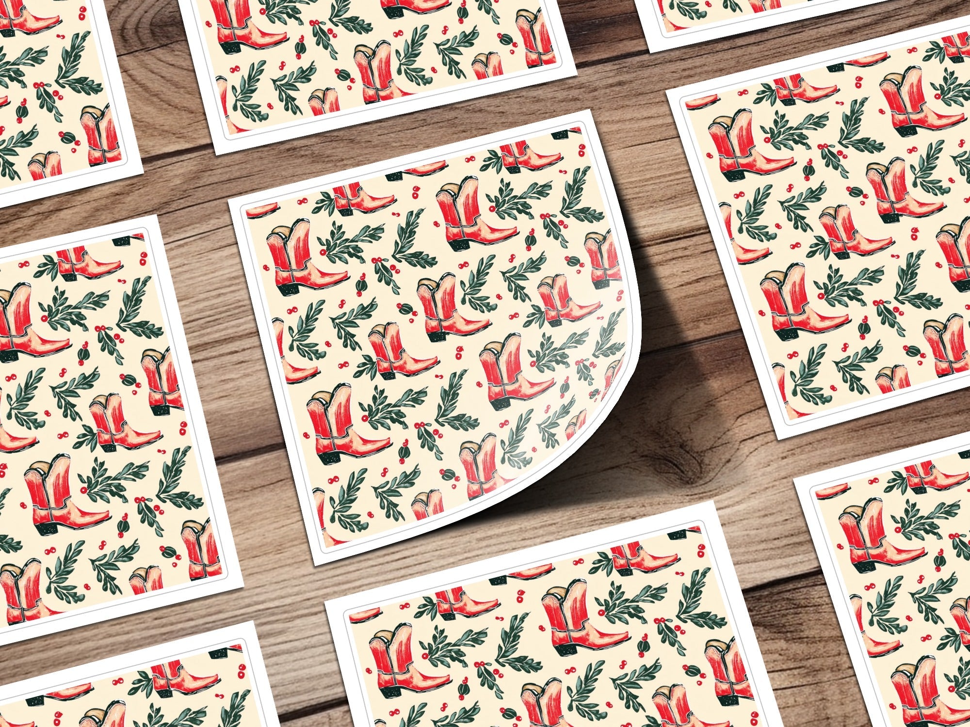 Seamless Christmas Cowboy Boots, Festive Cowboy Boots Seamless Pattern Download Contains - Moore and Mountain