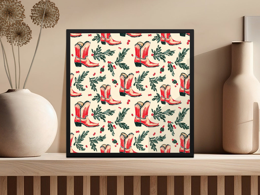 Seamless Christmas Cowboy Boots, Festive Cowboy Boots Seamless Pattern Download Contains - Moore and Mountain