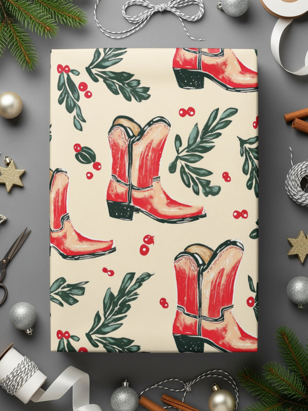 Seamless Christmas Cowboy Boots, Festive Cowboy Boots Seamless Pattern Download Contains - Moore and Mountain