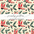 Seamless Christmas Cowboy Boots, Festive Cowboy Boots Seamless Pattern Download Contains - Moore and Mountain