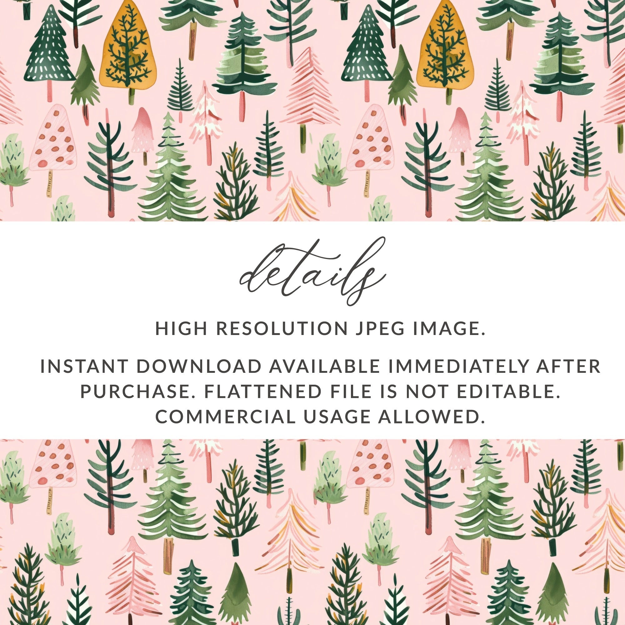 Seamless Christmas Tree Pattern Digital Paper, Holiday Trees, Winter Digital Download, Pink Background, Festive Decor, Scrapbooking Papers - Moore and Mountain