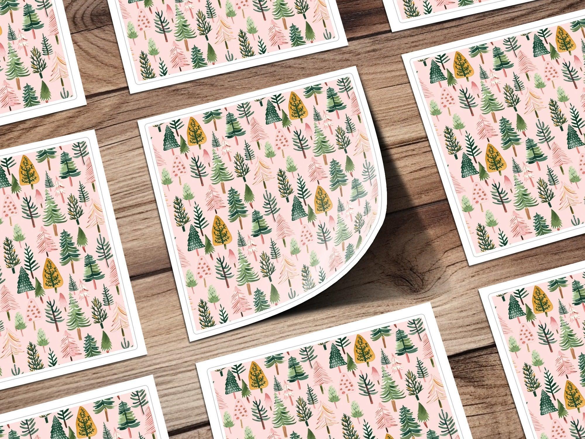 Seamless Christmas Tree Pattern Digital Paper, Holiday Trees, Winter Digital Download, Pink Background, Festive Decor, Scrapbooking Papers - Moore and Mountain