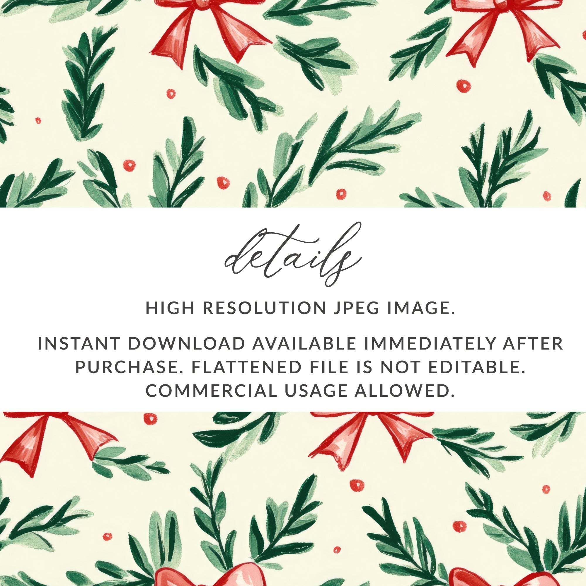 Christmas Digital Paper, Bow Seamless Pattern, Holiday JPEG, Scrapbook Paper, Festive Background, Christmas Design, Digital Download - Moore and Mountain