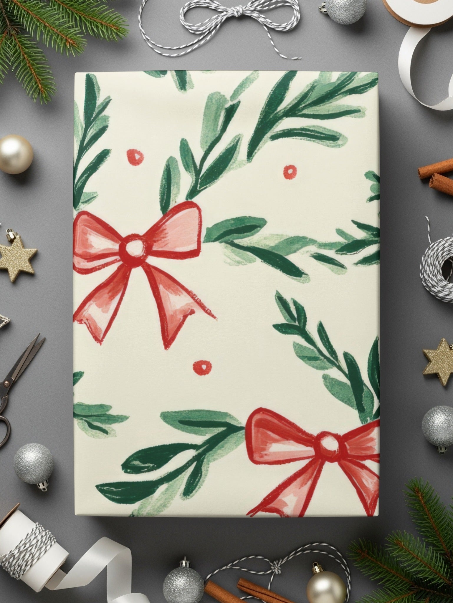 Christmas Digital Paper, Bow Seamless Pattern, Holiday JPEG, Scrapbook Paper, Festive Background, Christmas Design, Digital Download - Moore and Mountain