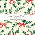 Christmas Digital Paper, Bow Seamless Pattern, Holiday JPEG, Scrapbook Paper, Festive Background, Christmas Design, Digital Download - Moore and Mountain