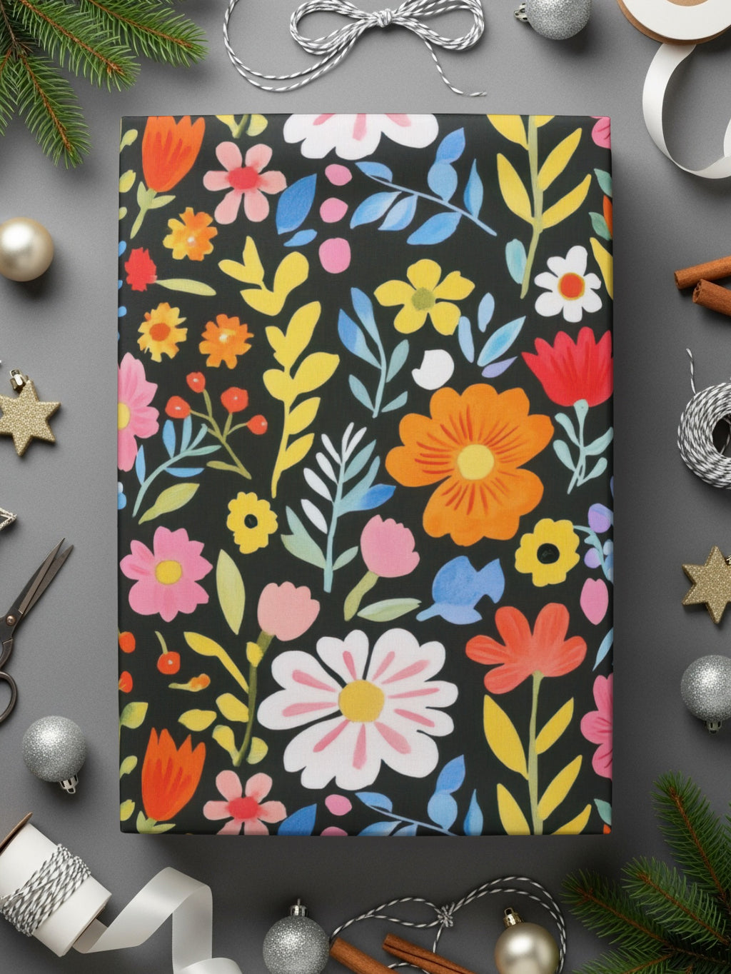 Bright and Colorful Floral Pattern Gift Wrap