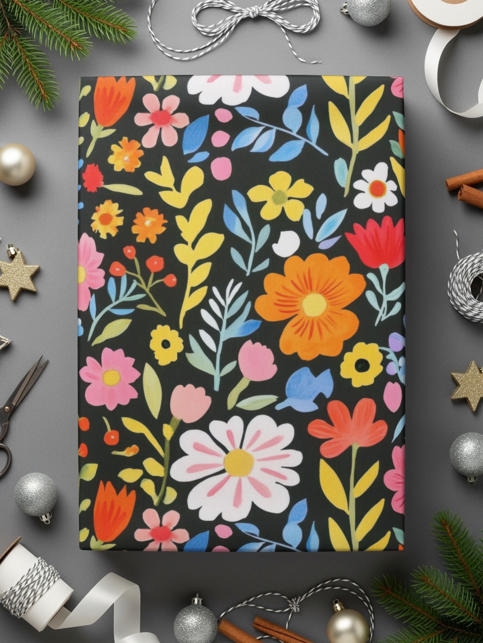 Bright and Colorful Floral Pattern Gift Wrap