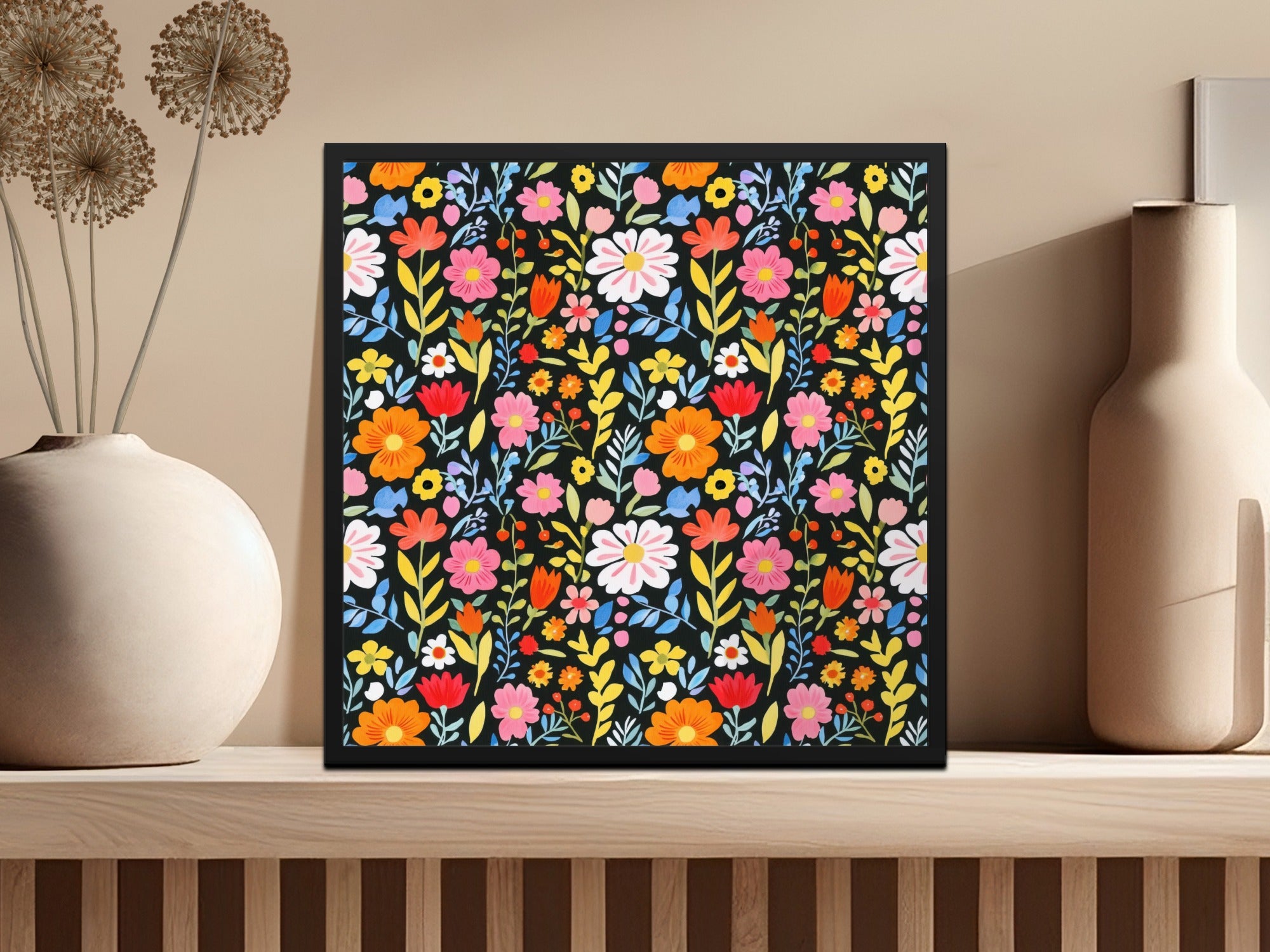 Vibrant Botanical Floral Pattern Wall Art Decor