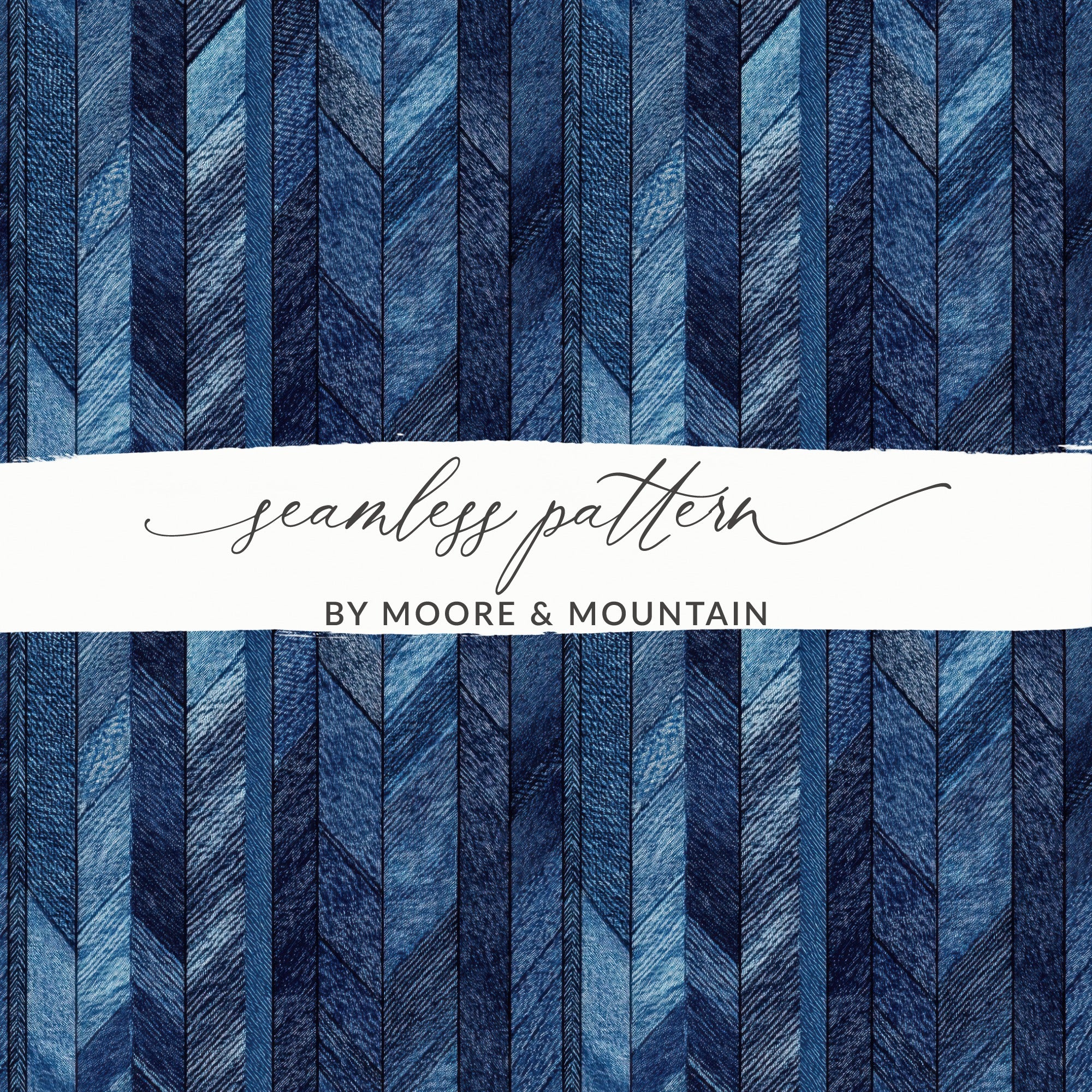 Seamless Denim Blue Jeans Chevron Pattern Digital - Moore and Mountain