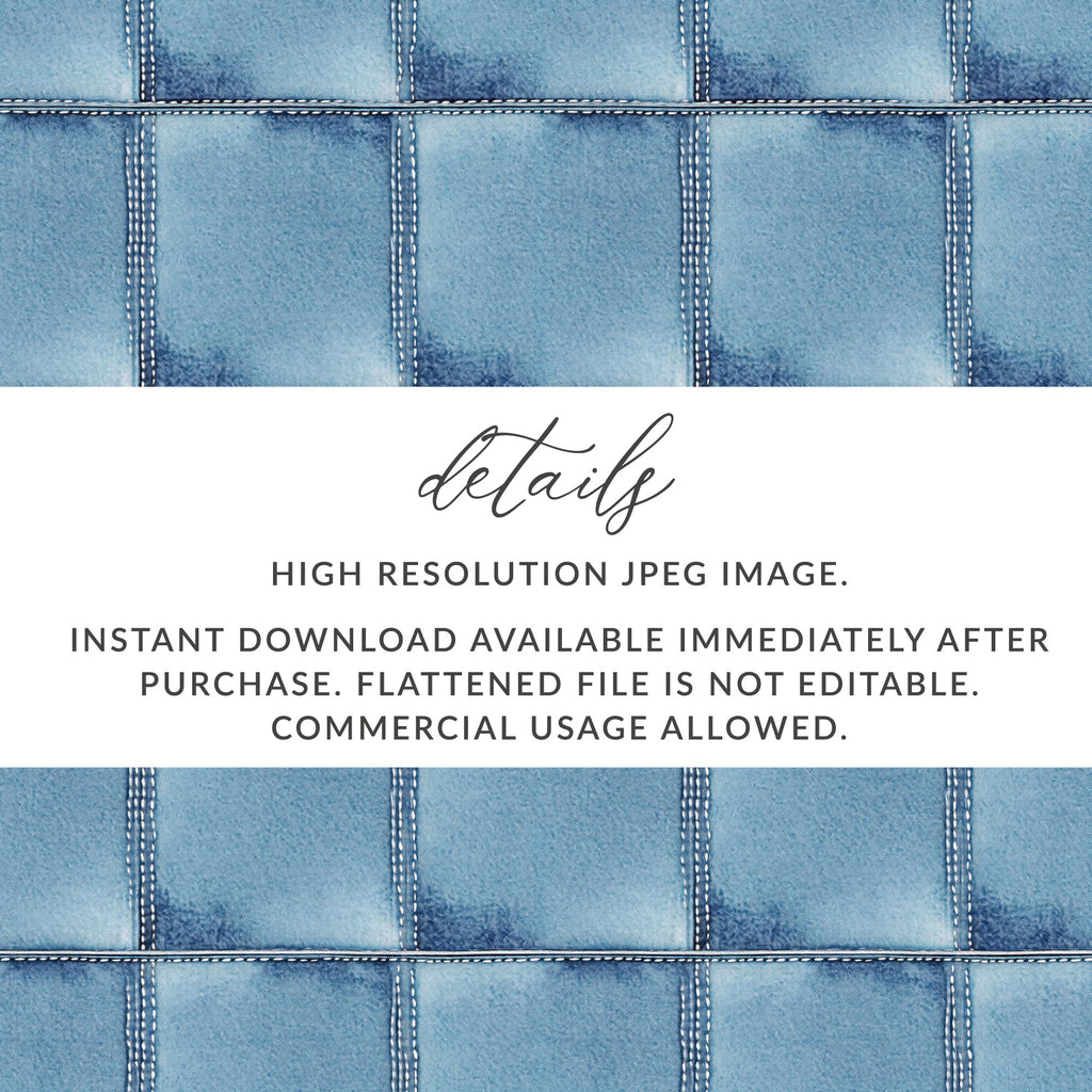 Seamless Denim Quilted Squares Detailed Blue Jeans Texture - Moore and Mountain