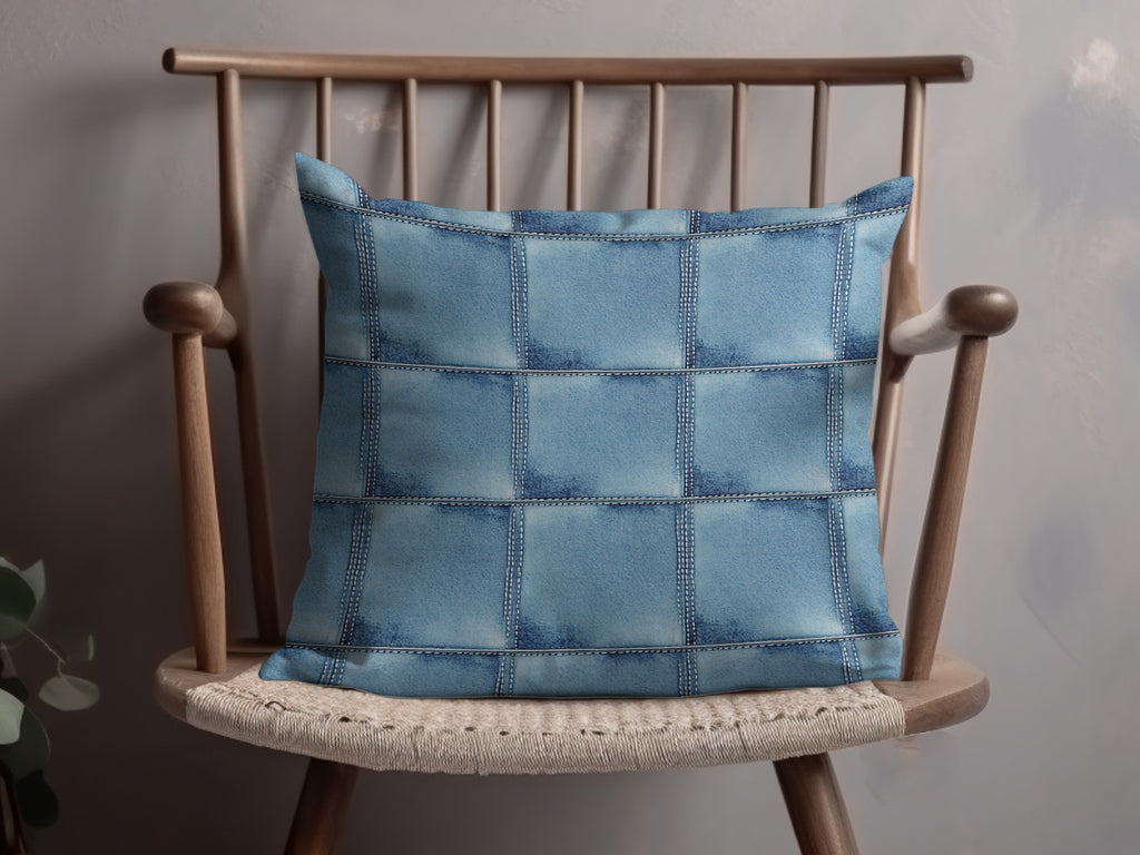 Seamless Denim Quilted Squares Detailed Blue Jeans Texture - Moore and Mountain