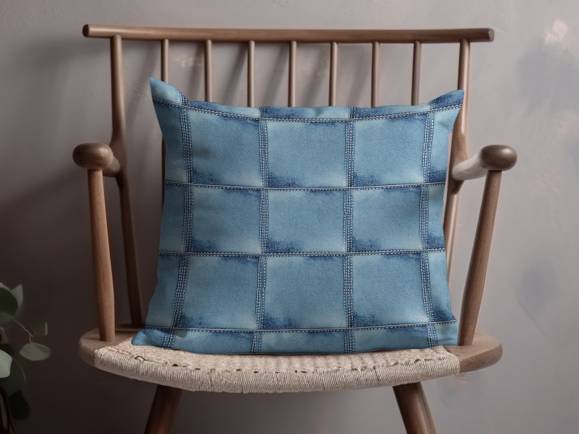 Seamless Denim Quilted Squares Detailed Blue Jeans Texture - Moore and Mountain