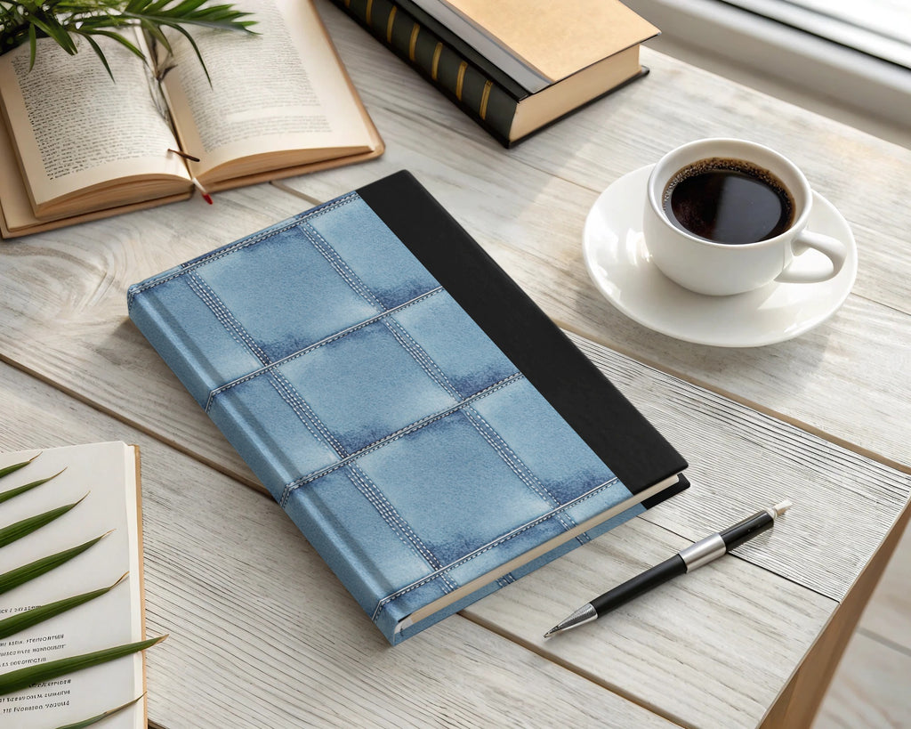 Seamless Denim Quilted Squares Detailed Blue Jeans Texture - Moore and Mountain