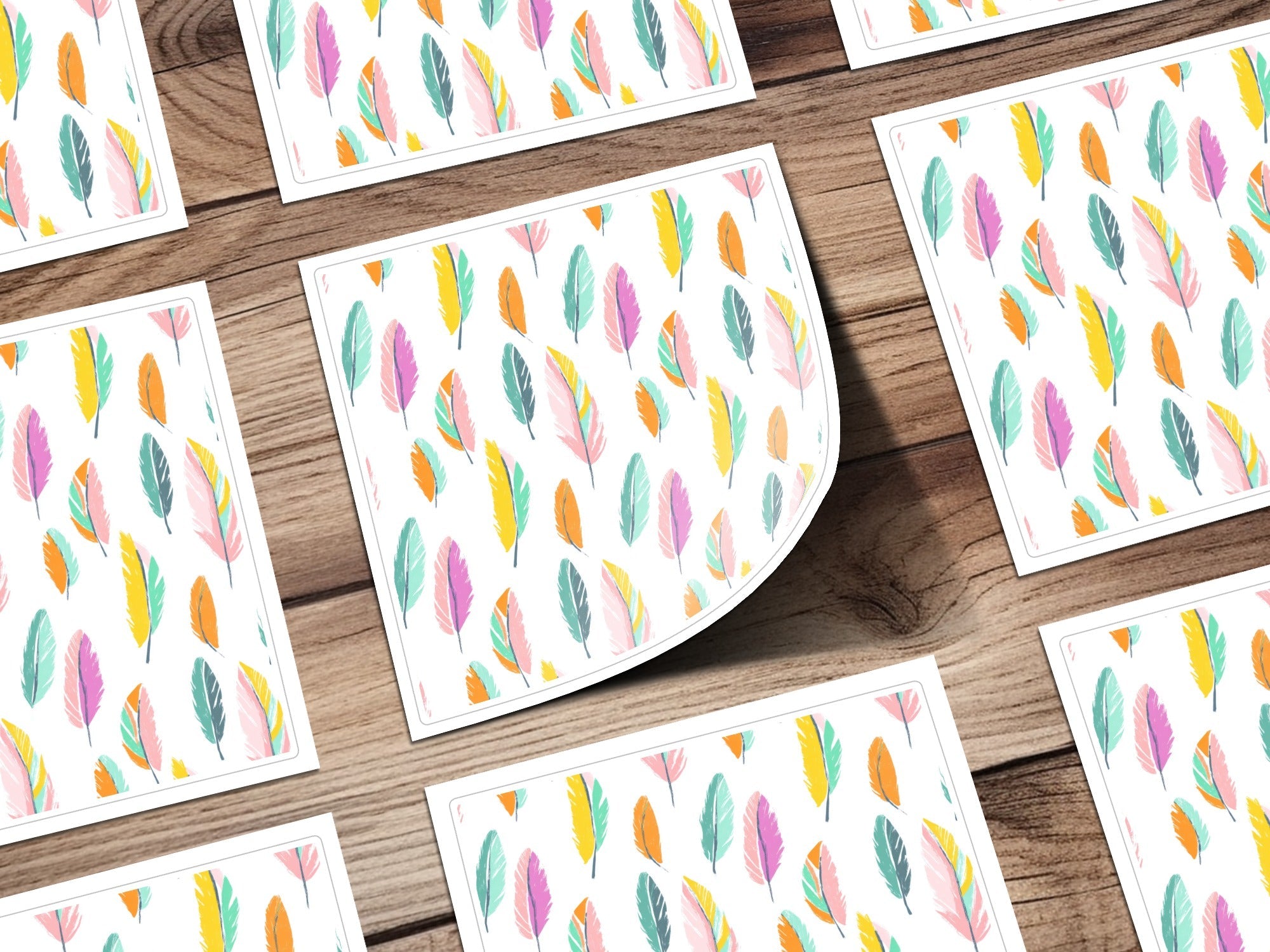 Seamless Feathers Pattern Vibrant Colored Feather Arrangement Design Digital - Moore and Mountain