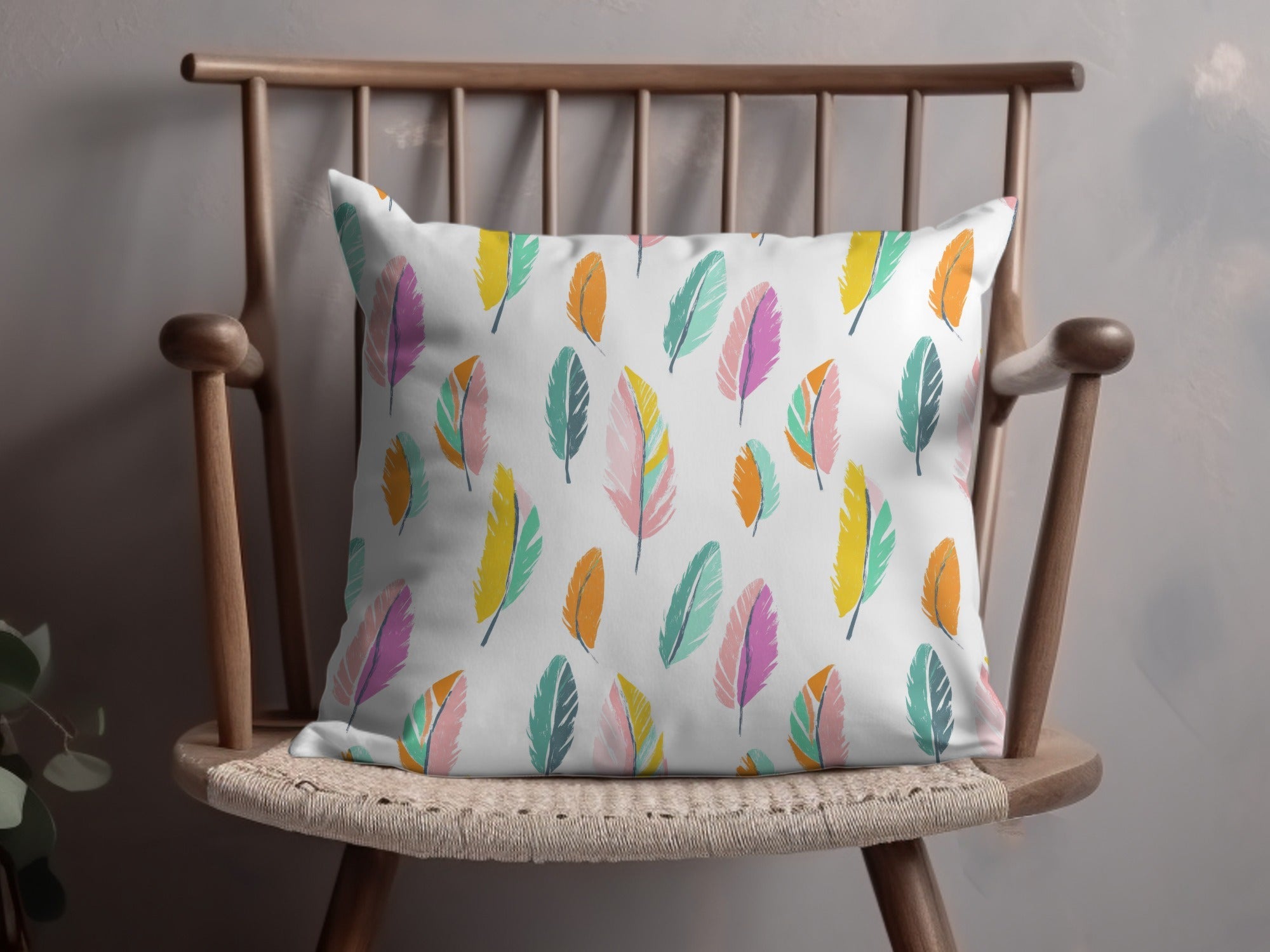 Seamless Feathers Pattern Vibrant Colored Feather Arrangement Design Digital - Moore and Mountain