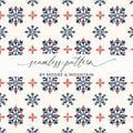 Seamless Festive Snowflake Pattern Digital Download - Blue and Red Christmas Design - Winter Holiday Background - Moore and Mountain