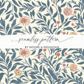 Seamless Floral Digital Pattern, Botanical Illustration Print, Blue Leaves and Red Flowers, Digital Paper Pack, Scrapbooking, Fabric Design - Moore and Mountain