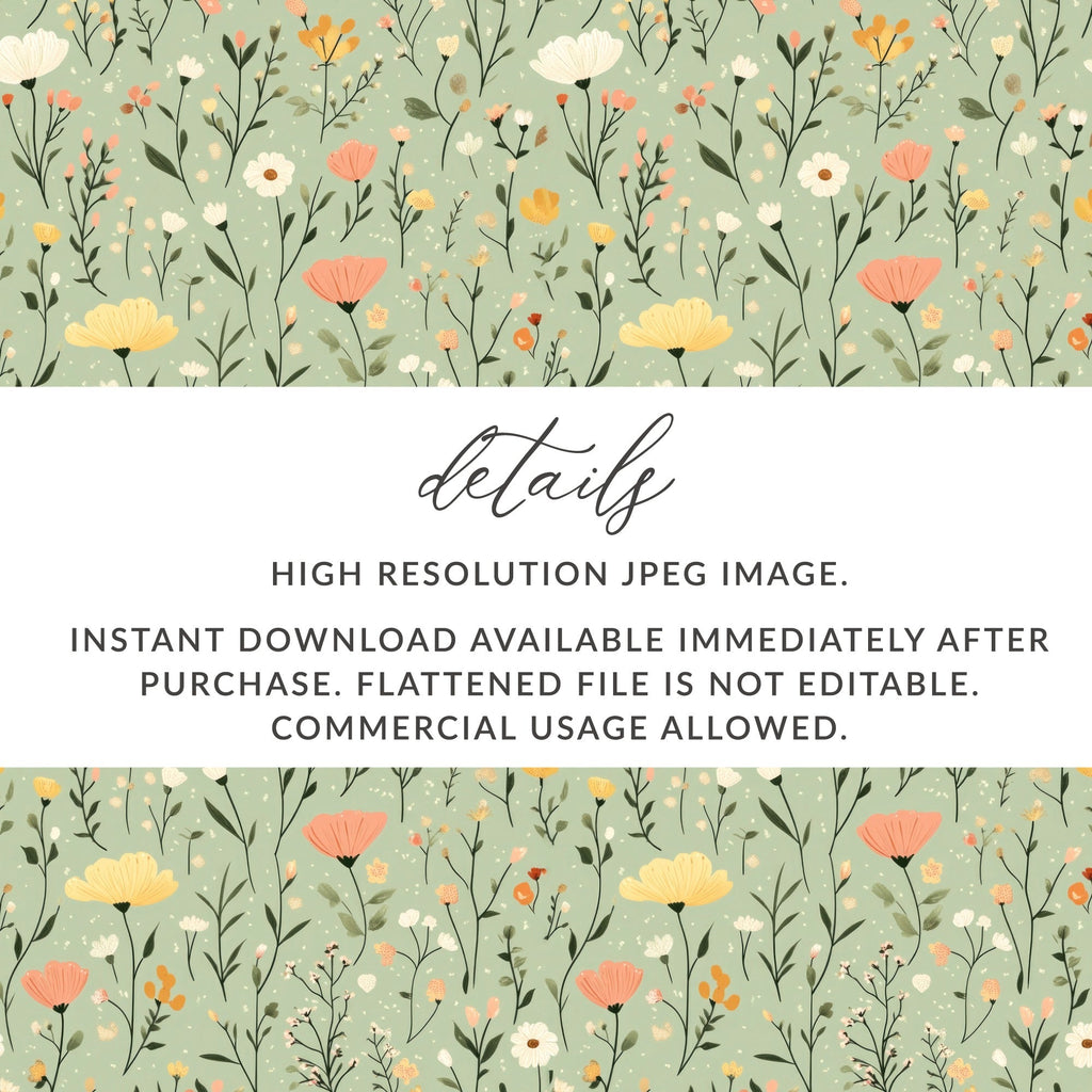Seamless Floral Pattern Digital Paper, Botanical Repeat Pattern, Spring Flower Print, Fabric Design, Scrapbooking Paper, Digital Download - Moore and Mountain