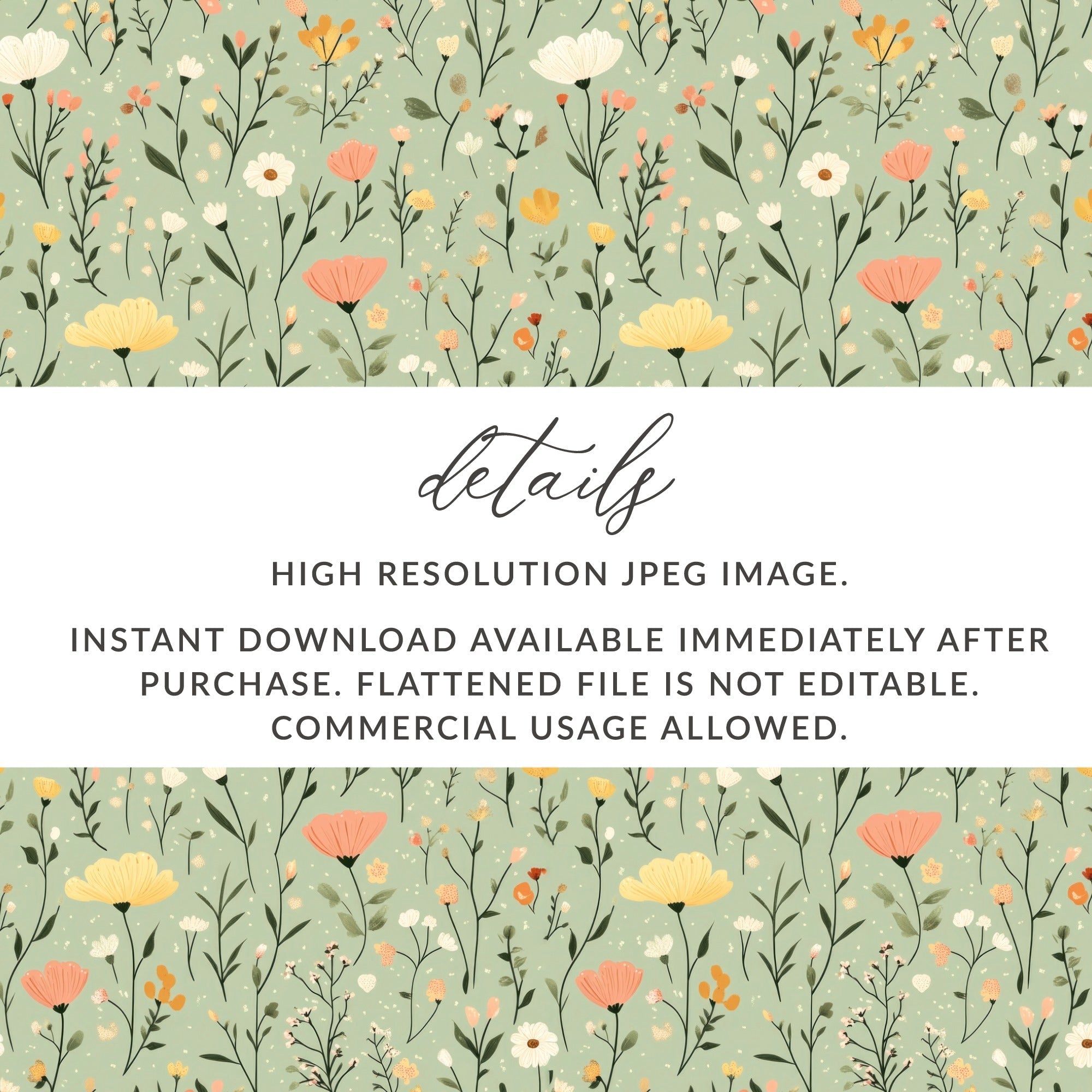 Seamless Floral Pattern Digital Paper, Botanical Repeat Pattern, Spring Flower Print, Fabric Design, Scrapbooking Paper, Digital Download - Moore and Mountain