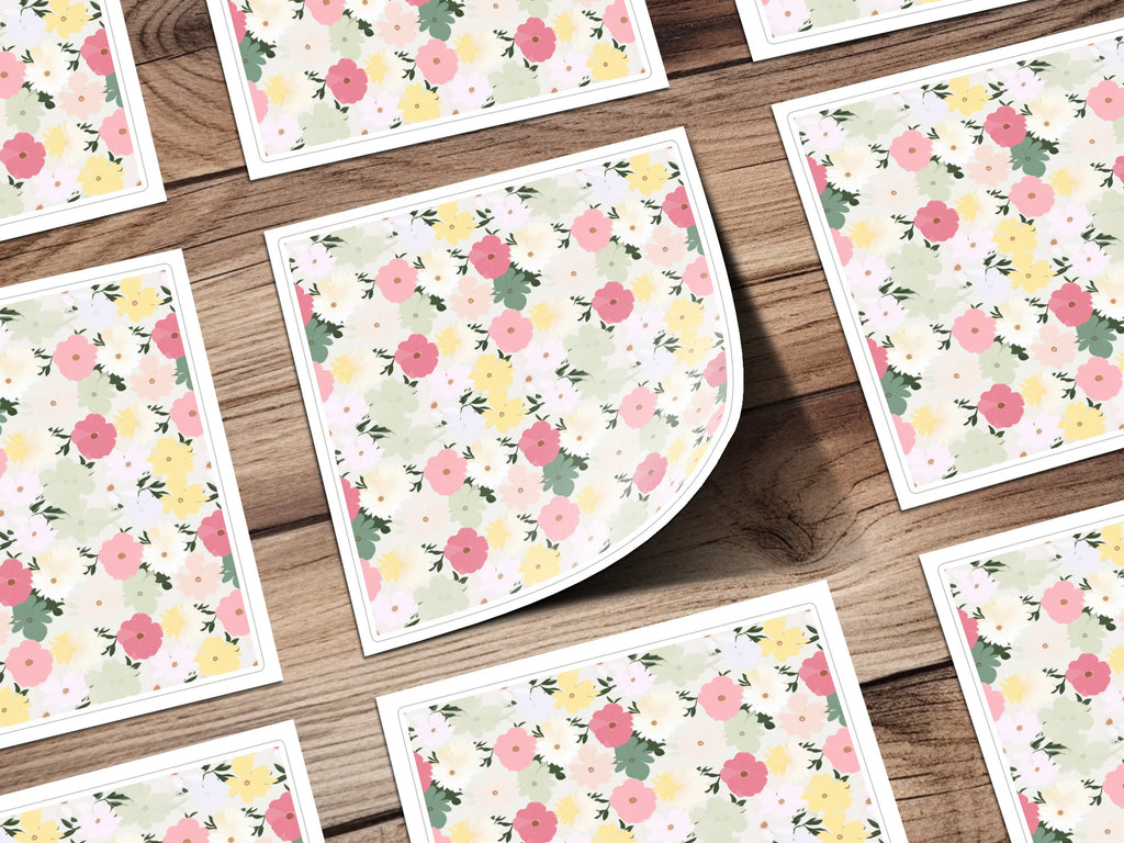Vibrant Floral Pattern Print on Wooden Surface Design