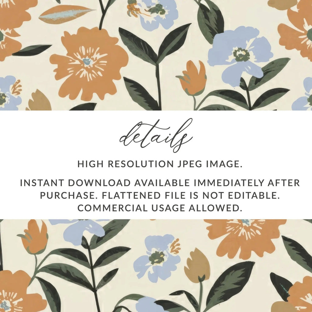Seamless Floral Pattern Digital Paper, Flower Repeat Pattern, Earth Tone Fabric Design, Commercial Use Image, JPEG Printable Art - Moore and Mountain