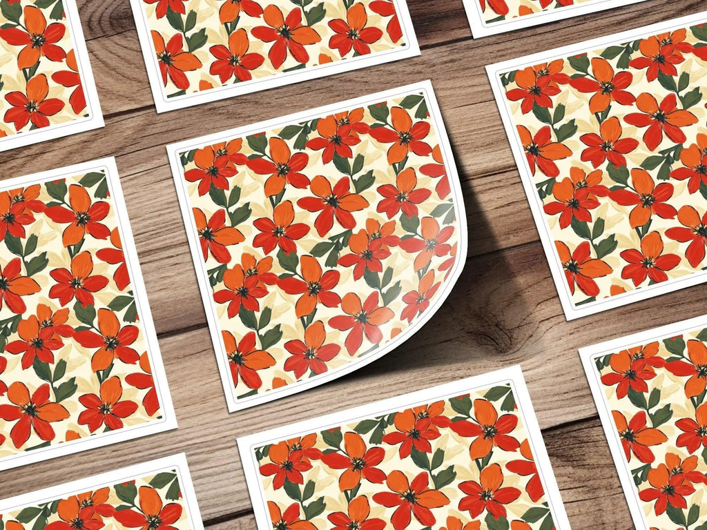 Seamless Floral Pattern, Red Flower Repeat, Digital Paper Pack, Fabric Design, Trendy Floral Print, Digital Download, Commercial Use - Moore and Mountain