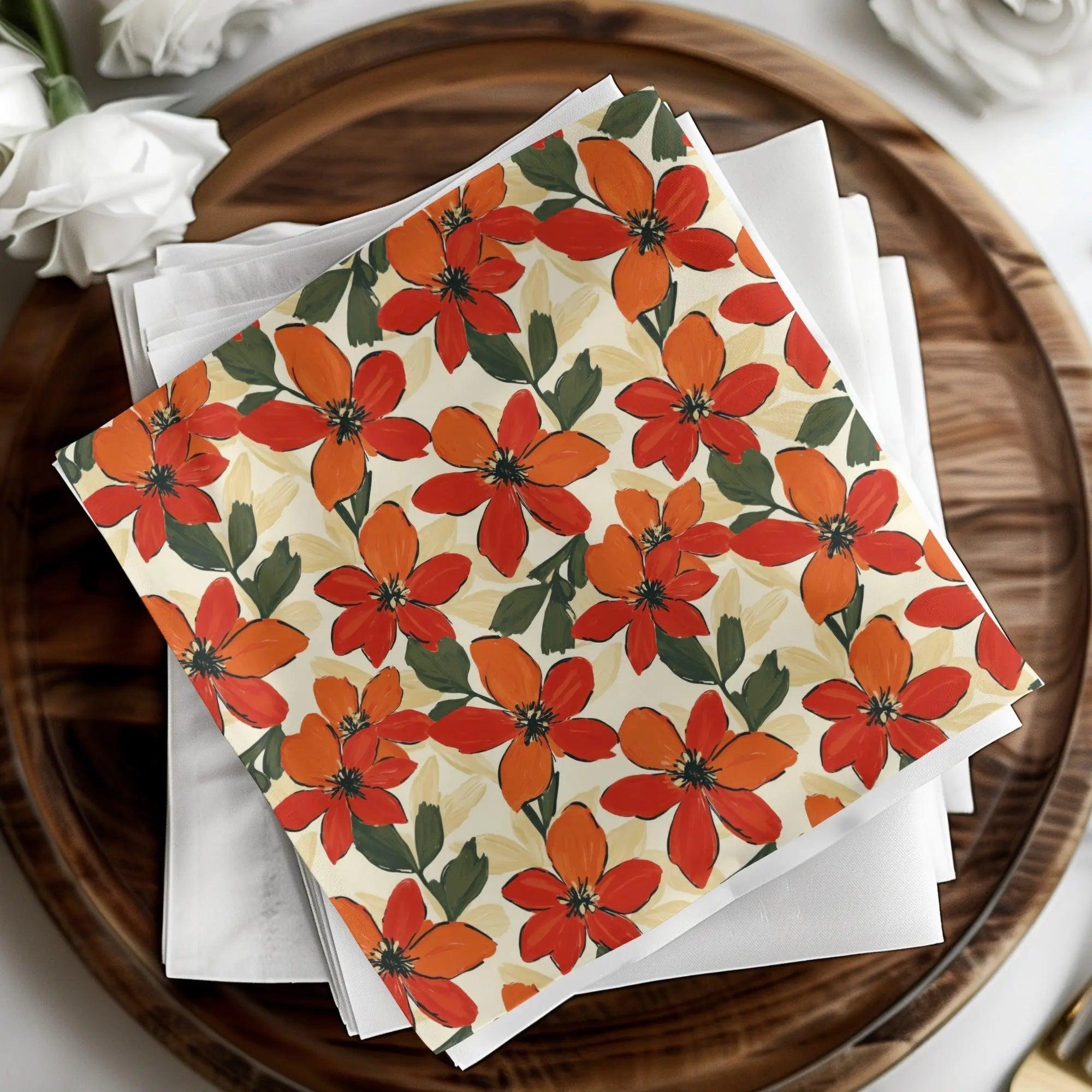 Seamless Floral Pattern, Red Flower Repeat, Digital Paper Pack, Fabric Design, Trendy Floral Print, Digital Download, Commercial Use - Moore and Mountain