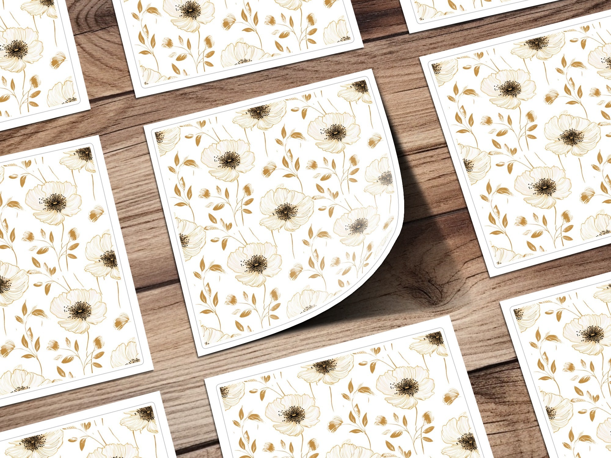 Seamless Floral Pattern, White and Gold Flowers, Digital Paper, Printable Background, Scrapbooking Paper, Floral Design, Digital Product - Moore and Mountain