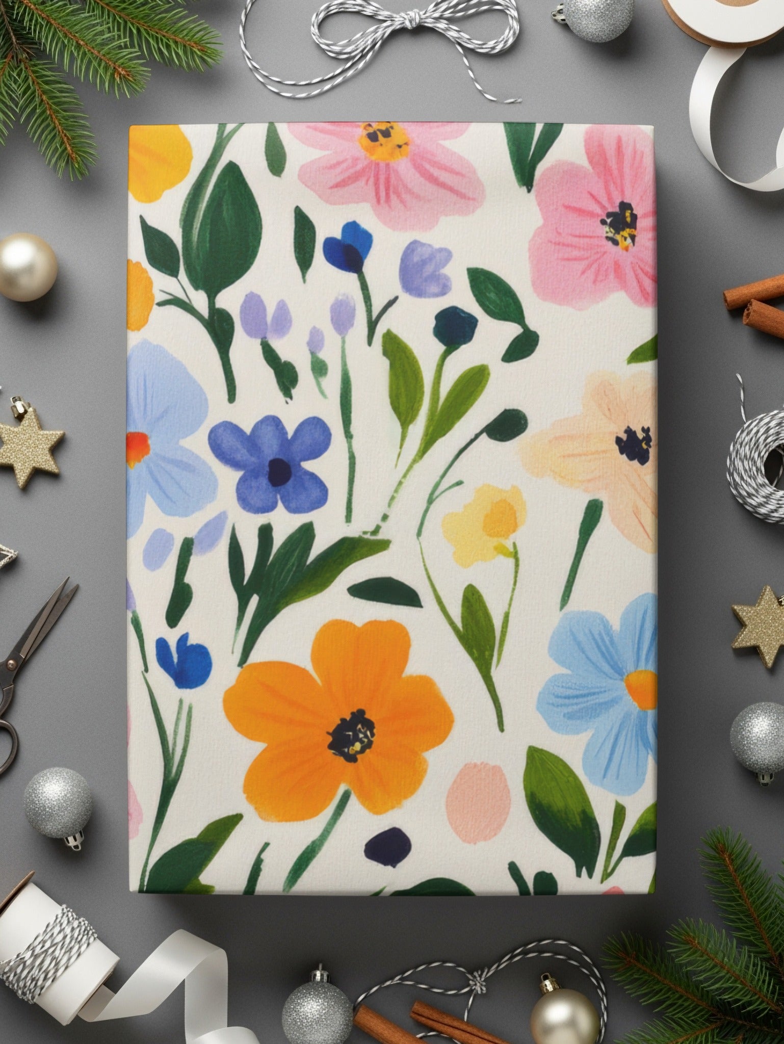Vibrant Multicolor Floral Cover for Festive Gift Wrapping