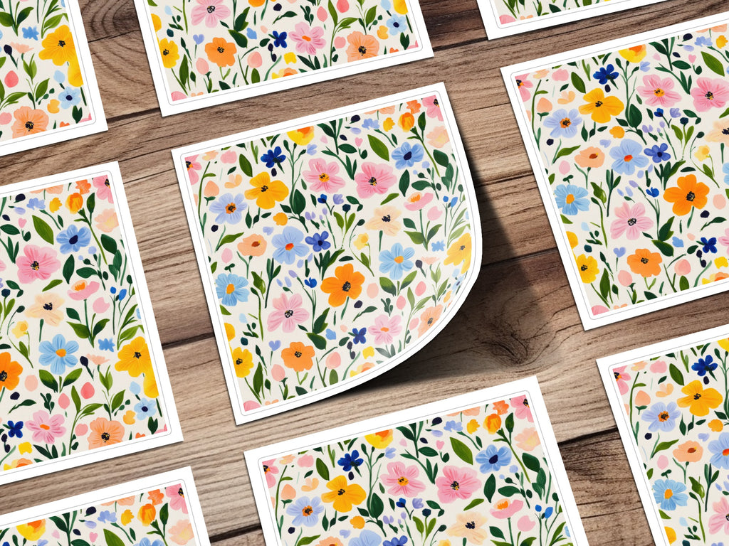 Colorful Floral Pattern Decal Stickers Set for Crafting