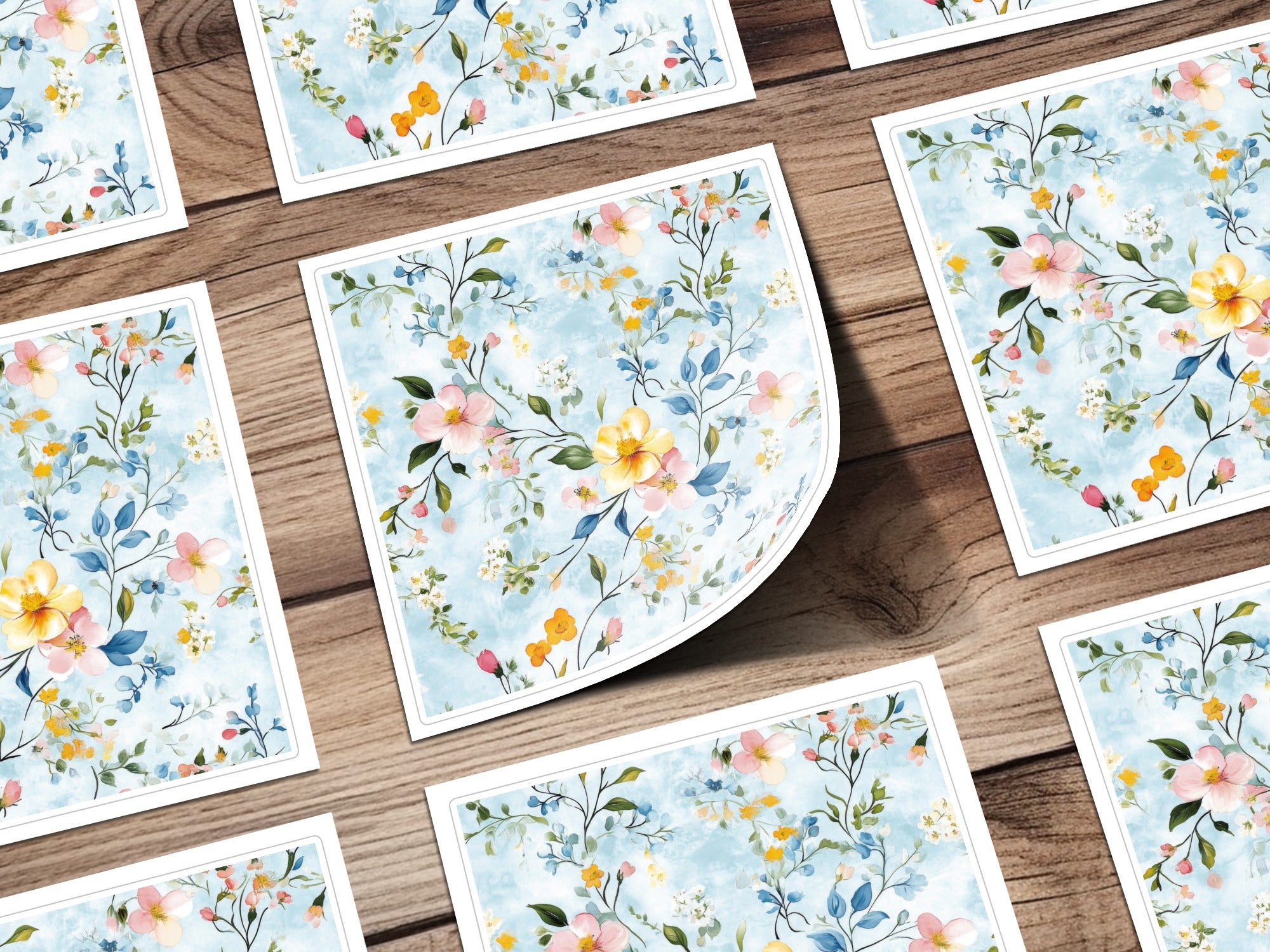 Seamless Grandmillenial Blue Floral Watercolor Design Digital - Moore and Mountain