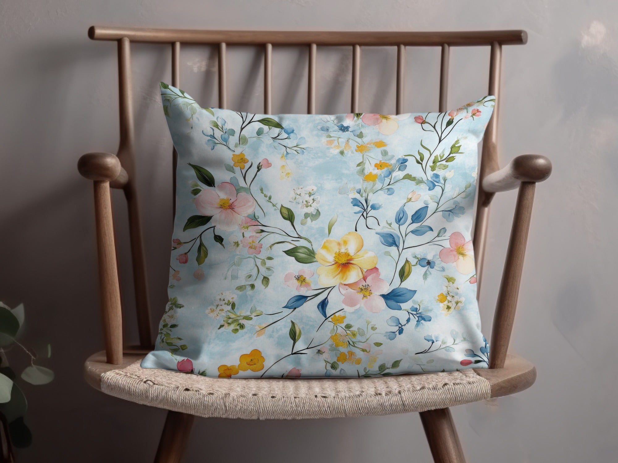Seamless Grandmillenial Blue Floral Watercolor Design Digital - Moore and Mountain