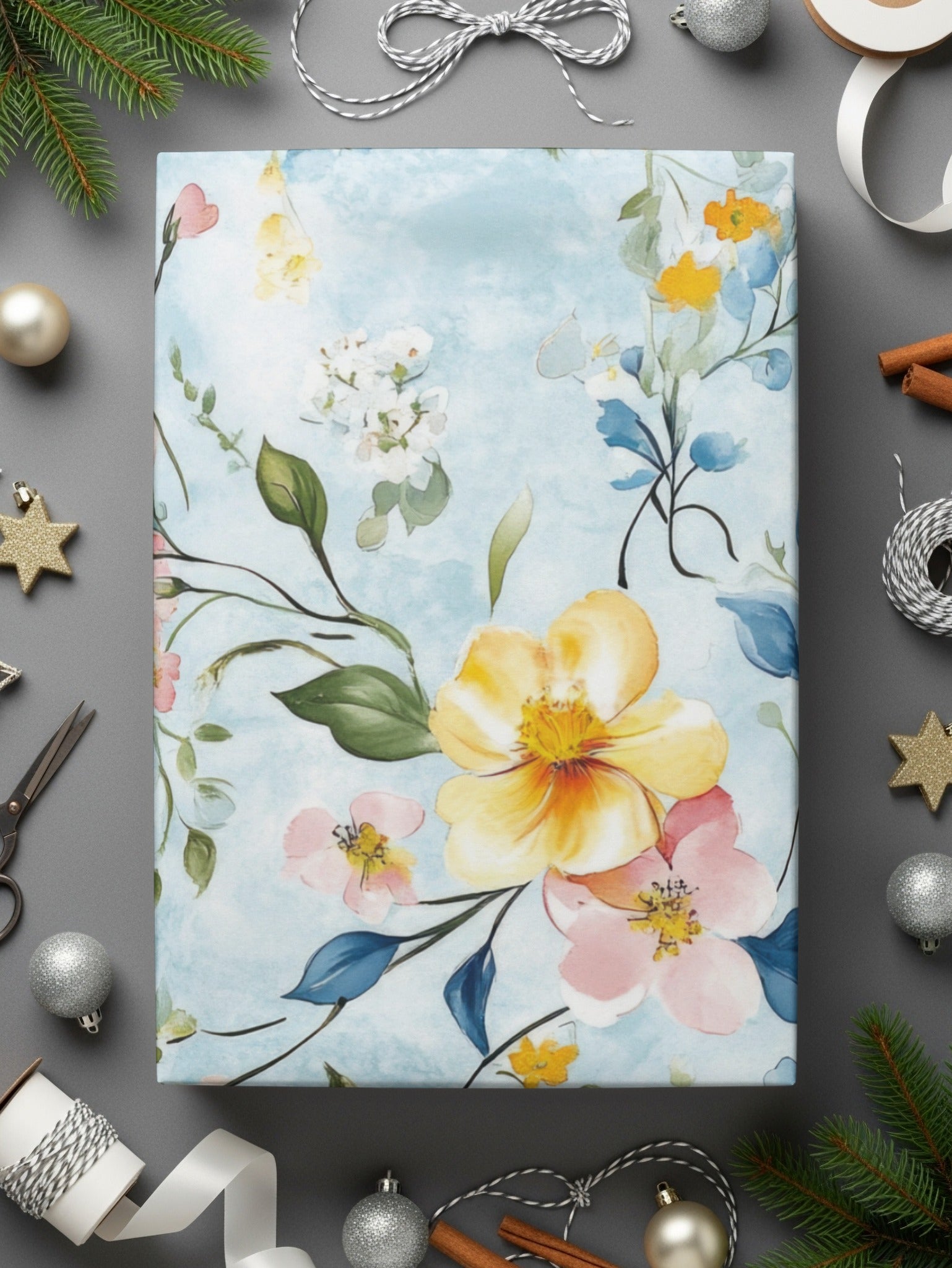 Seamless Grandmillenial Blue Floral Watercolor Design Digital - Moore and Mountain
