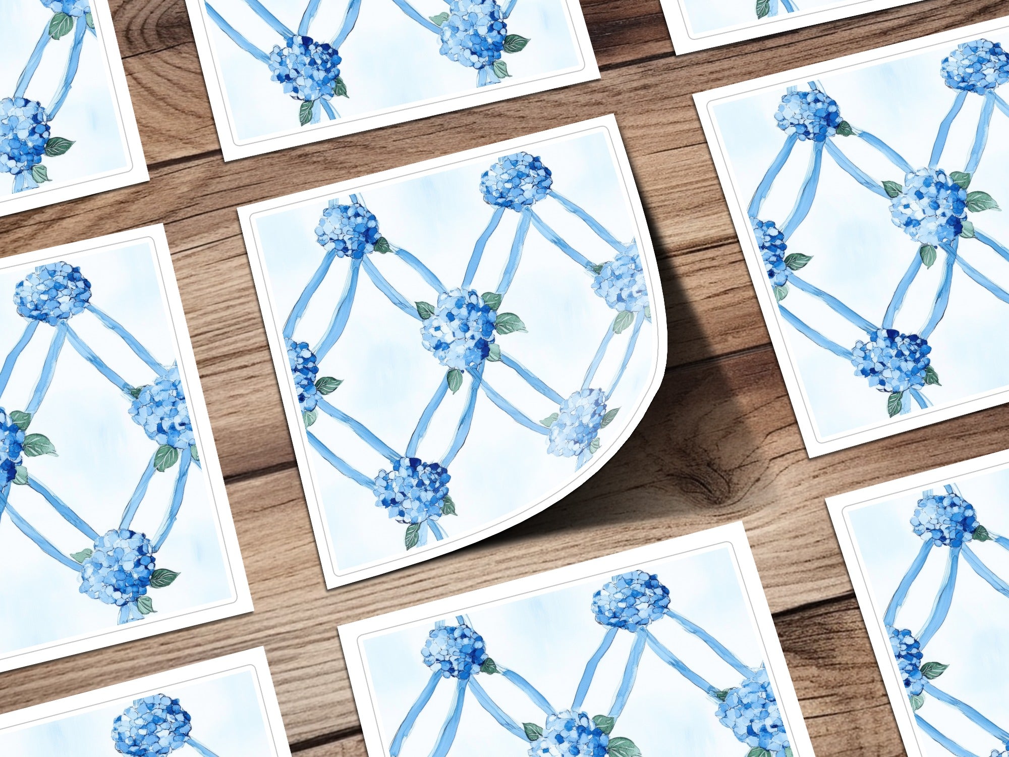 Seamless Grandmillenial Blue Hydrangea Trellis Digital - Moore and Mountain