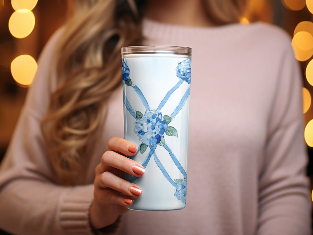 Seamless Grandmillenial Blue Hydrangea Trellis Digital - Moore and Mountain