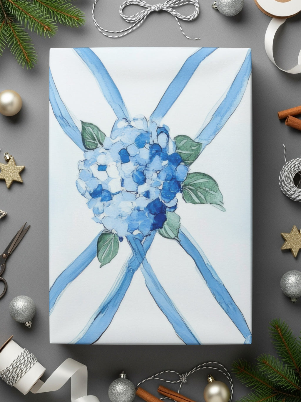 Seamless Grandmillenial Blue Hydrangea Trellis Digital - Moore and Mountain