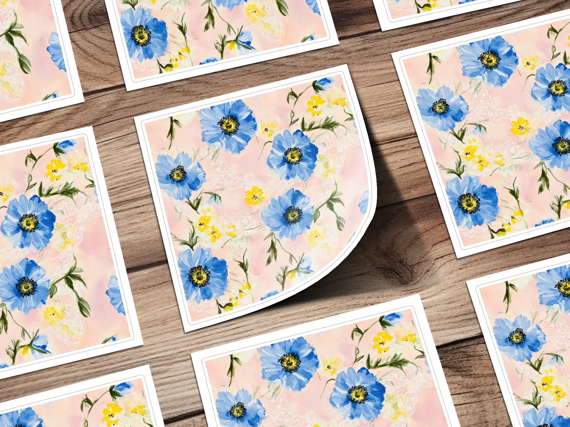 Seamless Grandmillenial Blue Yellow Flowers Pattern Digital - Moore and Mountain