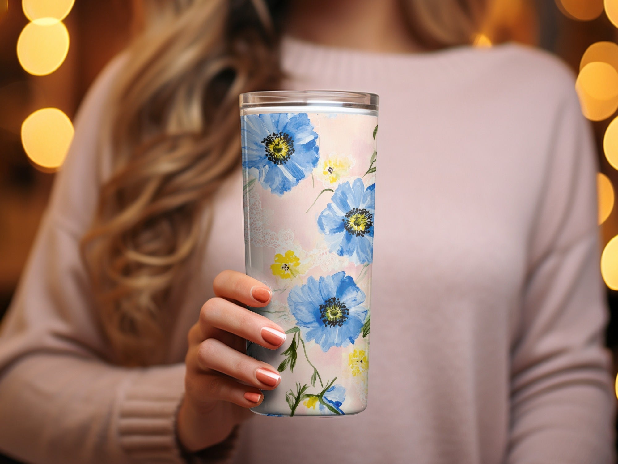 Seamless Grandmillenial Blue Yellow Flowers Pattern Digital - Moore and Mountain