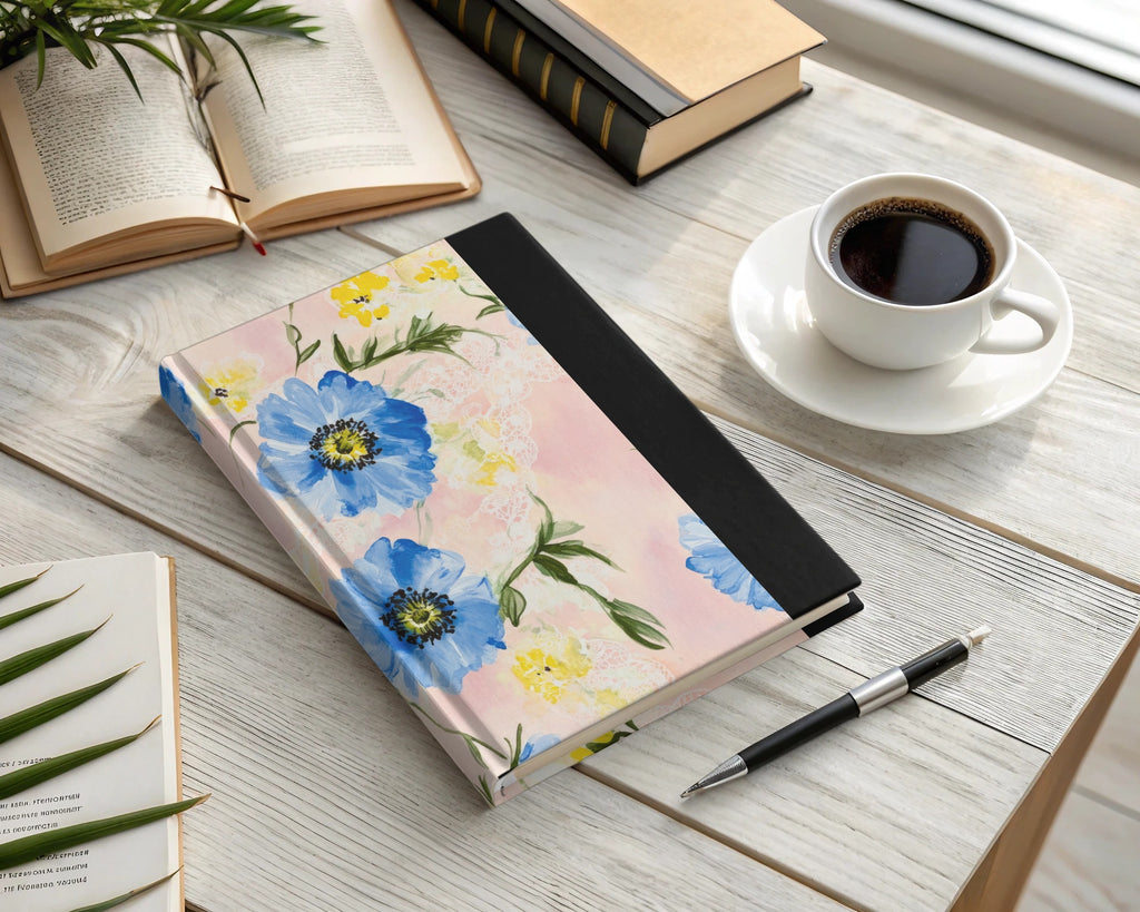 Seamless Grandmillenial Blue Yellow Flowers Pattern Digital - Moore and Mountain