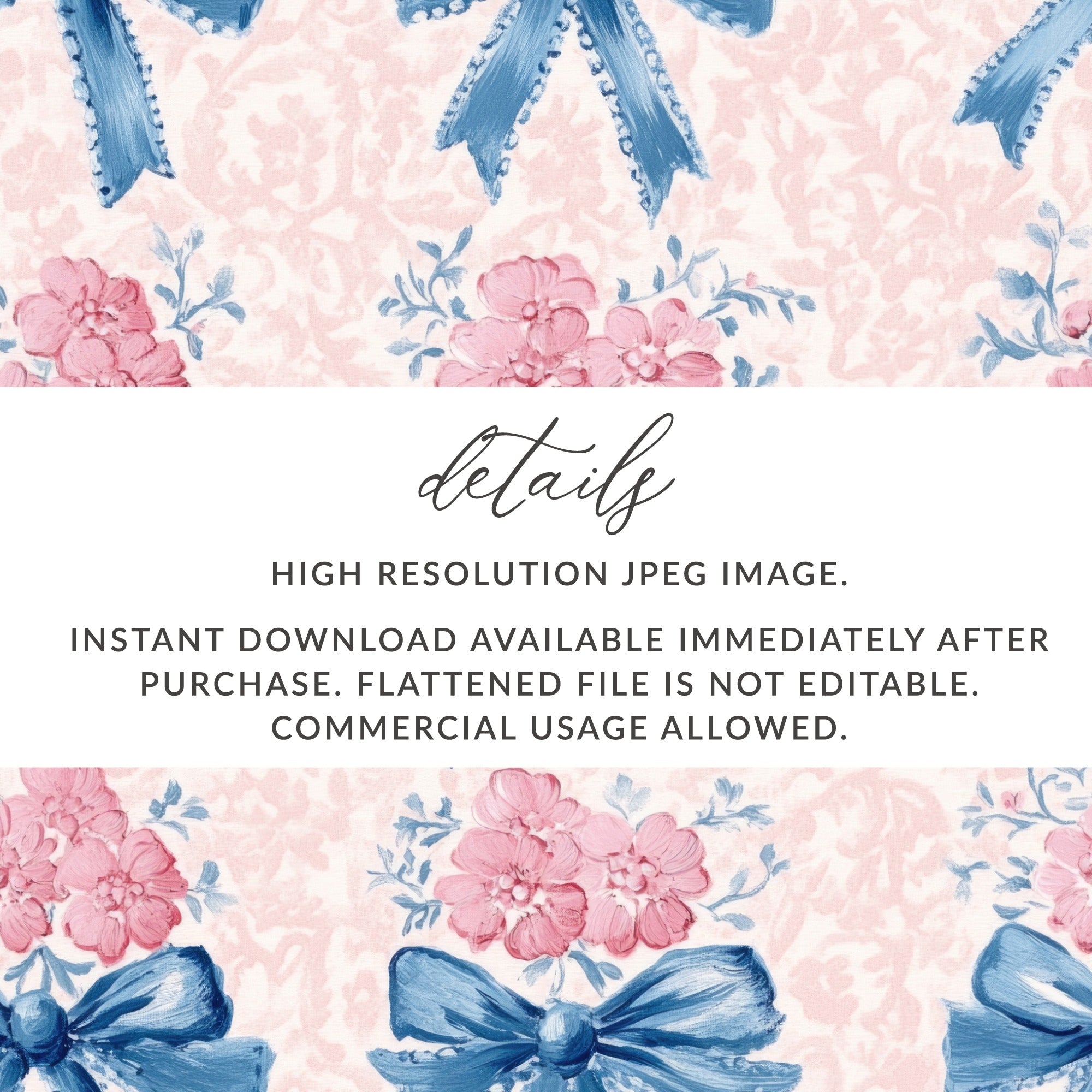 Seamless Grandmillenial Floral Bow Pattern Decoration Digital - Moore and Mountain